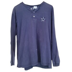 VTG Pro Edge Dallas Cowboys Henley L Blue Long Sleeve Embroidered